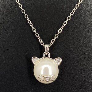 Butler FAC Enchanting Kitten Pearl Silver Tone Necklace​